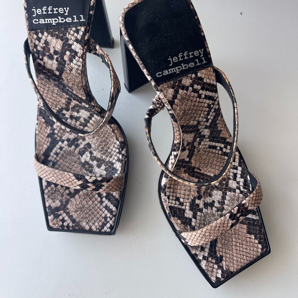 JEFFREY CAMPBELL Snake Strappy Block Heel Platform Sandals
